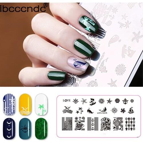 IBCCCNDC Nail Art Stamp Template Rectangle Round Flower Animal Geometric Image Plate Manicure Nail Stamping Plates DIY Polish