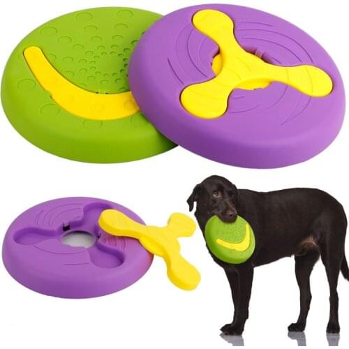 Dog Toys Flying Discs Throwing Training Feeding Soft bite resistant Pet Flying disk Dog Accessories Practice Saucer Float