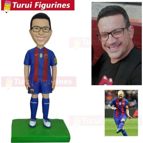 Custom sculptures from photo custom made football soccer fans bobblehead dolls figurines personalized cake topper wedding soccer