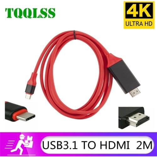 USB Type C 3.1 to HDMI-compatible 4K 30Hz Video Converter Cable 2.0M Length 10Gbps Super Speed for Macbook/Matebook HDTV Laptops