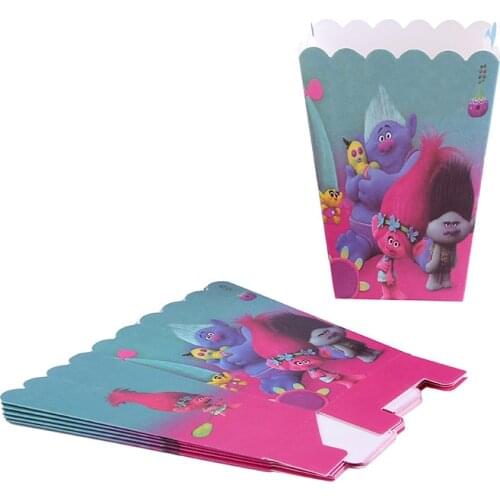 Trolls party favors children 6pcs/lot popcorn box cartoon party supplies celebration holiday party decoration Selectable styles
