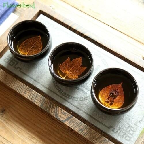 Creative Ceramic Porcelain Tea Cup Teaware Tea Cup Golden Flower Paper High Temperature Cup with Household Kung Fu Tea Cup
