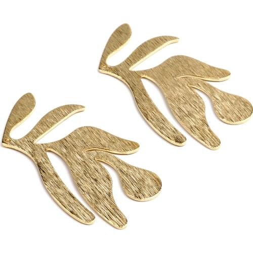 Brass Leaf Charms,Raw Brass Textured Leaf Shaped Earring Findings,Textured Pendant, Fit For DIY Necklace,Brooch,40x23.5mm-RB1188