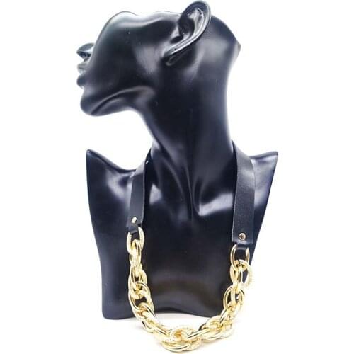 Fashion Leather Aluminium Necklace For Women Punk Handmade Chokers Leather Spike Femme Necklaces & Pendants Jewelry Gifts