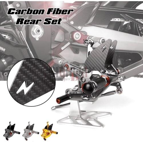 Motorcycle CNC & Carbon Fiber Footrest Rear Sets Adjustable Rearset Foot Pegs for KAWASAKI NINJA ZX10R ZX-10R 2011-2014