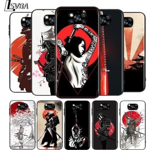Japanese Samurai for Xiaomi Poco X3 NFC X2 M3 M2 F2 Pro C3 F1 A2 Lite A1 Mix3 Play Silicone Soft Black Phone Case