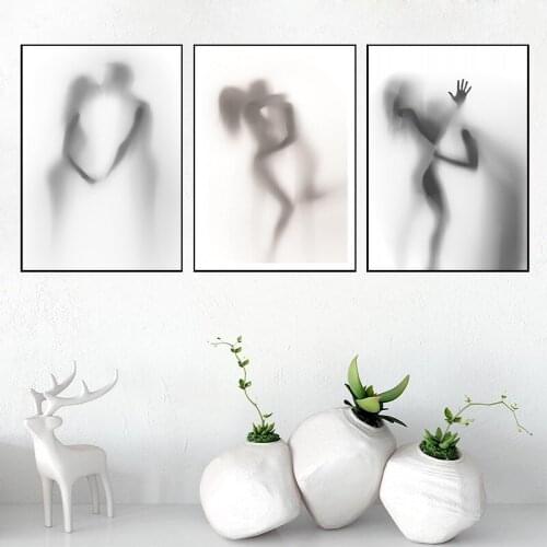 Nordic Sexy Men and Women Kissing Minimalist Frameless Decoration Canvas Painting Living Room Background Wall Canvas Cuadros