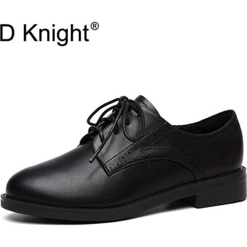 Women Pumps New British Style Oxford Shoes Women Casual Lace Up Pu Leather Flats Shoes Female Creepers Zapatos Mujer Lady Shoes