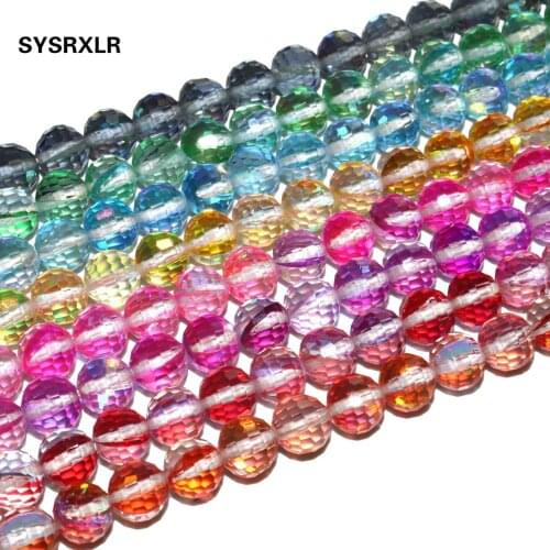 Wholesale Faceted Natural stone Austrian Crystal Beads 6 8 10mm Round Spacer Beads For Jewelry Making DIY Bracelet Accessories