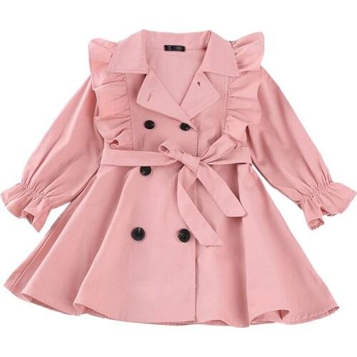 2020 Autumn And Winter Christmas New Products Children Clothing Solid Color Double-Breasted Girl Jacket Kids Coat For Girls 2-6Y