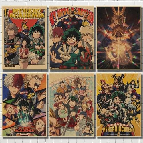 My Hero Academia Janpnese Anime retro posters kraft wall paper High Quality Painting For Home Decor wall stickers