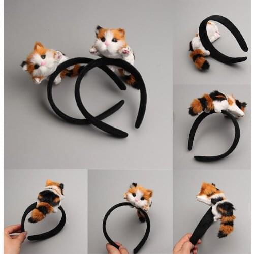 Cute 3D Simulation Lying Cats Girl Headband Hairband Party Headdress Hair Hoop headwear Hair jewellery accessories Christmas for