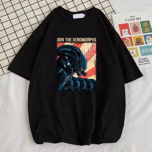 Join The Xenomorphs Print Men T Shirts Funky Design T Shirt Style Big Size T-Shirt Retro Vintage Mens Clothes