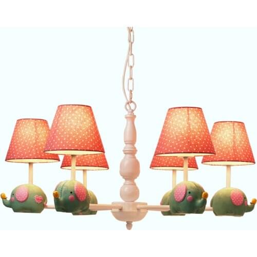 Qiseyuncai Nordic pastoral childrens room cartoon elephant chandelier creative simple boy girl led bedroom lamps free shipping