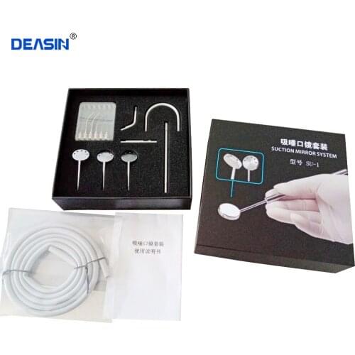 Dental Suction Mirror System Kit Antifog Clear Vision Rhodium Plate Mirror Stainless Steel Dental Tool Set Mouth Mirror