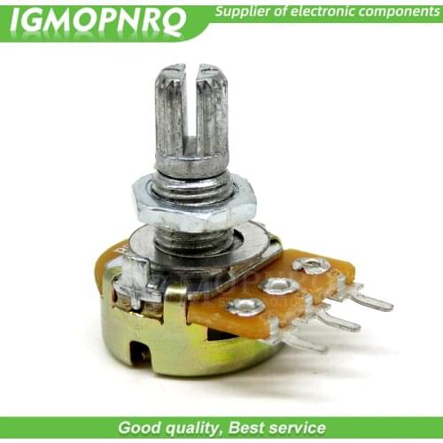 100pcs WH148 B1K B2K B5K B10K B20K B50K B100K B500K 3Pin 15mm Shaft Amplifier Dual Stereo Potentiometer 1K 2K 5K 10K 50K 100K
