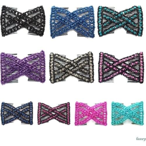 Women Clips Hairstyle Magic Hair Comb EZ Beaded Double Stretchy Delicate Elastic Hair Comb