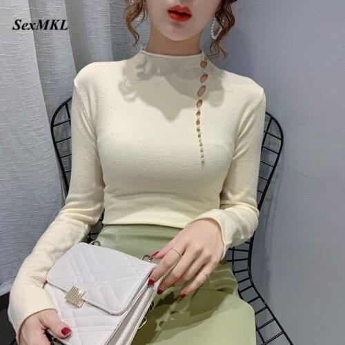Women Casual White Pullovers 2020 Fashion Long Sleeve Elegant Sweaters Slim Korean Clothes Sexy Winter Basic Ladies Knitted Tops