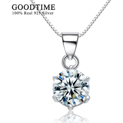 Classic Necklace Real 925 Sterling Silver Necklaces & Pendants Fine Jewelry for Women Zircon Pendant Necklaces For Best Friends