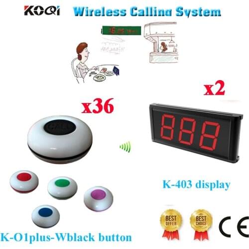 Waiter Calling Bell System Modern Display With Call Button Customer Buzzer For Service 433.92mh(2 Display+36 Call Button)