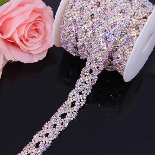 1 Yard Bridal Belt Clothes Wedding Sashes Gown Accessory Crystal Rhinestone Cross Chain Trimming Claw Chain Jewelry DIY Crafts