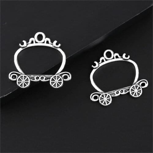 10Pcs Silver Color Hollow Car Charms Making Christmas Carriage Pendant Women Necklaces Diy Jewelry Supplies 28x26mm A3248