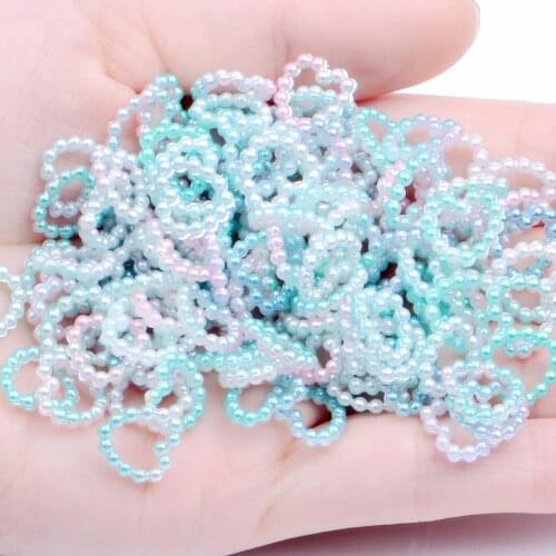 120pcs 11mm Half Heart Rainbow Imitation Pearl Art Resin Rhinestones Flatback DIY Crafts Jewelry Making Wedding Decoration