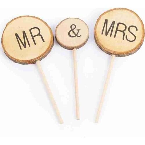 3 Pieces/set Of Creative Wedding Cake Inserts Wooden And Flag Decoration Cake Top English Alphabet I4J5