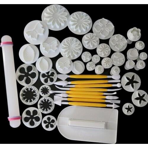 46pcs/set Mijiang Plastic Cake Mould Fondant Cake Decorating Tools Sugarcraft Cookie Cutter Spring Press Mold Bakeware MX21