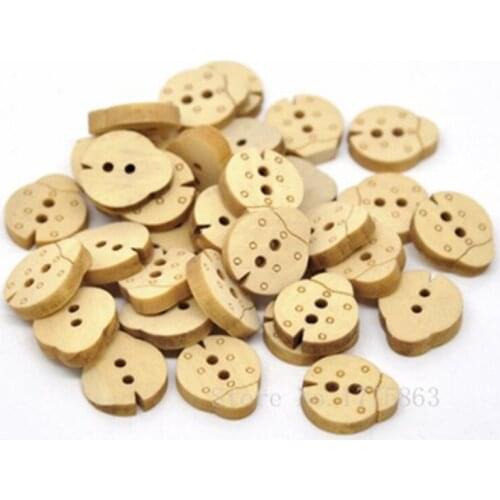50 Pcs 15x17mm 2 Holes Ladybird Wooden Buttons, for Sewing, Scrapbooking Crafts , 7NK72