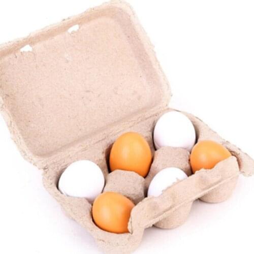 6Pcs/set Baby Kids Pretend Play Preschool Educational Toy Wooden Eggs Yolk Kitchen Cooking Baby Toy Kids Gifts