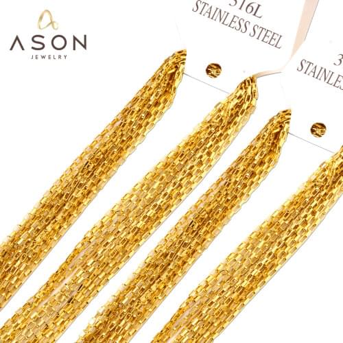 ASONSTEEL collar acero inoxidable mujer 316L Stainless Steel Box Shape Chains Necklace Lobster Claps Jewelry 10pcs/lots Collier