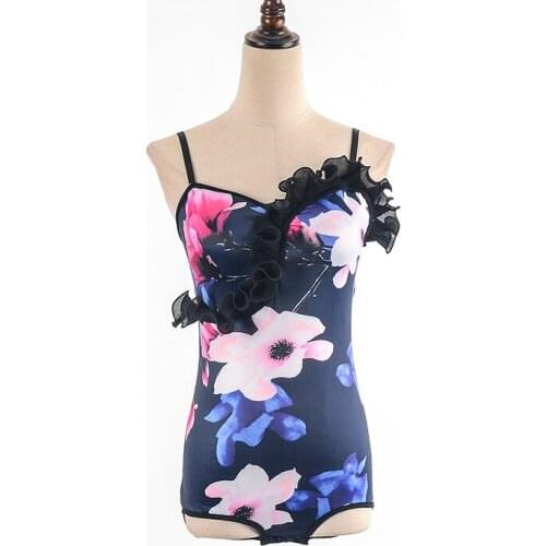 Sexy Sling Printing Bodysuit Women Ballroom Latin Dance Tops Cha Cha Samba Leotard Dancing Wear Accept Customize Size DL6517