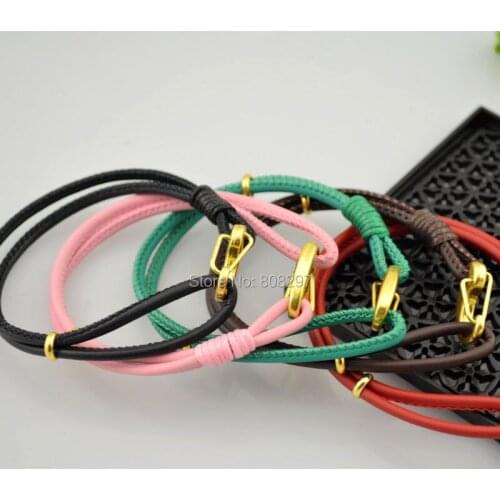 8Pcs Mixed Colors Sheepskin/Lamb Leather Bracelet Women & Men Fashion Gold Color Charm Bracelets Bangles 2016 Newest Jewelry