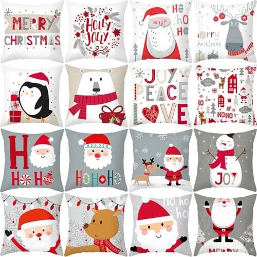 Nordic Christmas Pillowcase Customized Cartoon Elk Sofa Cushion Cover Peach Skin Pillow Case Hot