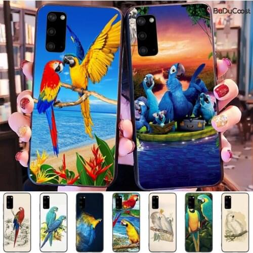 Hrmes Flower Bird Parrot Phone Case for Samsung Galaxy S10 S10E Lite s6 s7 s8plus s9plus S5 S20