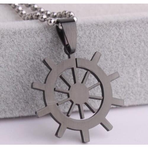 Black Rudder 316L Stainless Steel pendant necklaces bead chain for men women wholesale