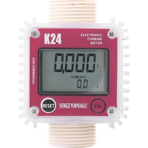 K24 Turbine Digital Oil Fuel Flow Meter Gauge For Chemicals Liquid Water