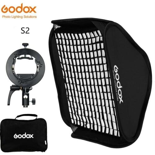 Godox S2 Speedlite Flash Holder Bracket & Softbox Honeycomb Grid with Bowens Mount for Godox V1 TT685 V860II TT350 AD200 Flash
