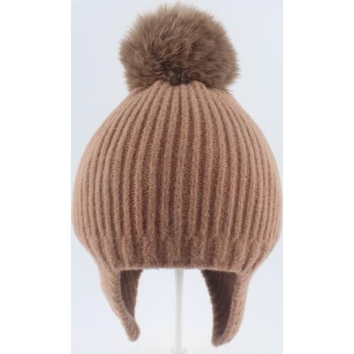 Cute Pompom Baby Hat Cap Thick Warm Baby Girl Boy Wool Knitted Hat Beanie Winter Ear Warm Kids Hat Baby Bonnet