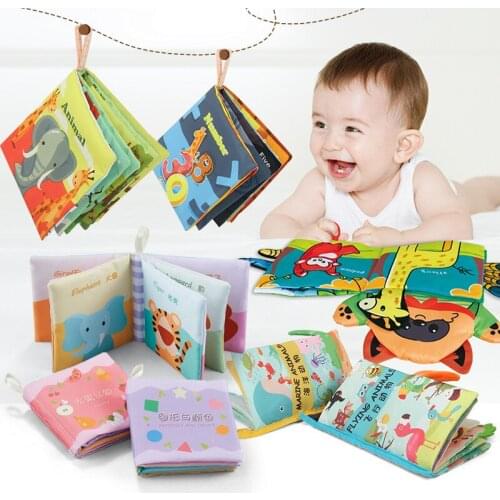 Baby Soft Animal Cloth Books Early Learning Develop Cognize Reading Book Toys Fabric Book Ratteles Toy For Newborns Kids
