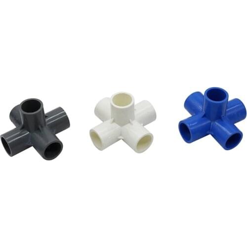 ID 20mm 5-way Stereoscopic PVC Connector Irrigation PVC Pipe Connectors Water Tank Aquarium Inlet Outlet Joints Pipe Drainage