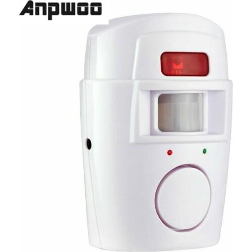 ANPWOO IR Infrared Motion Sensor Detector Wireless Remote Controlled Mini Alarm 105dB Loud Siren For Home Security Anti-Theft