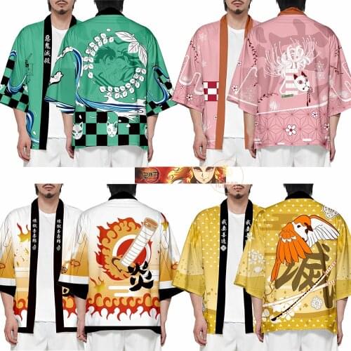 Demon Slayer Mugen Train Rengoku Kyoujurou Kimono Kimetsu no Yaiba Haori Kamado Tanjirou Agatsuma Zenitsu Cardigan Dropshipping