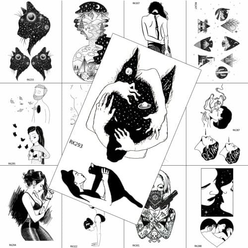 Creative Animal Planets Temporary Tattoos Sticker Sexy Body Art Arm Chest Tattoo Decal For Adult Realistic Fake Waterpoof Tattoo