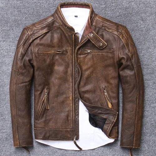Halley Locomotive Serve Do Used Jacket Head Layer Thickness Cowhide Pure Skin Genuine Leather Clothing Male