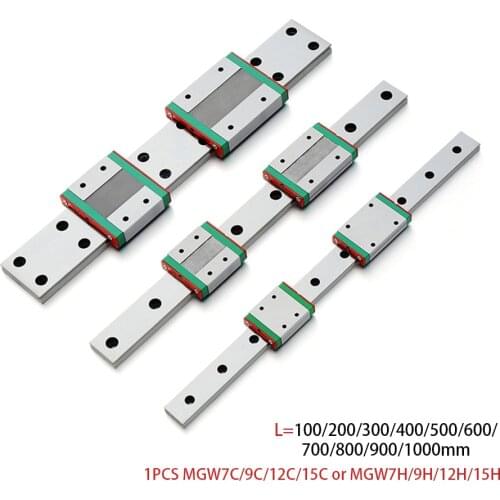 MGW7 MGW12 MGW9 MGW15 L 100 200 500 600 800mm miniature linear rail slide 1pc MGW9 linear guide 1pc MGW9H carriage CNC 3D print