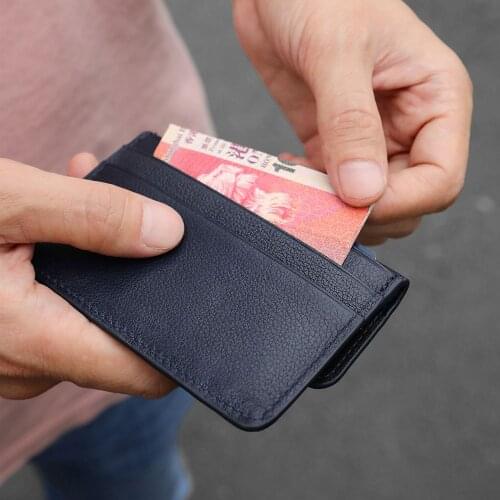 NewBring Slim Functional Genuine Leather Wallet Purse With Card Slot Holder Cash Coin Front Pocket For Men Women Male Female