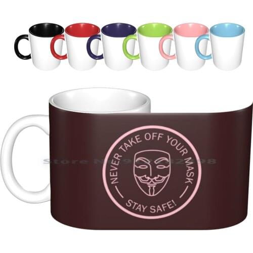 Never Take Off Your Mask ( Pink ) Ceramic Mugs Coffee Cups Milk Tea Mug Funny Text Funny Message Never Take Off Message Funny