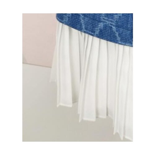 2020 new female round neck stitching denim plaid Dress lace waist Dress